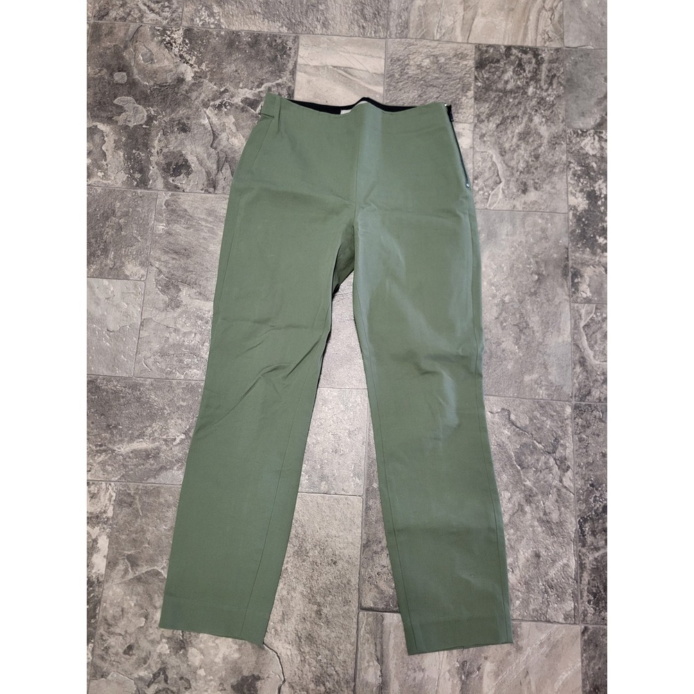 Everlane The Side Zip Stretch Cotton Trousers Sage Green Tapered Leg Pant Size 6 - Picture 2 of 5